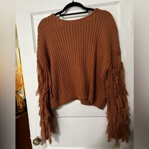 Orange Fringe Sweater